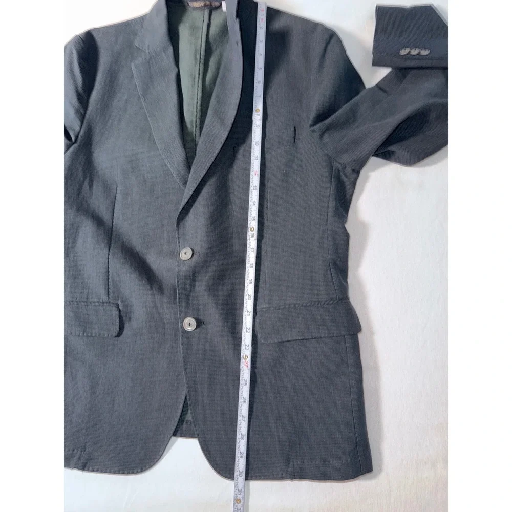 Mens Pino Porto Tailored Fit Micro Check Two-Button Black/Charcoal Grey Size 44